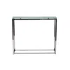 Homezia Geo Rectangle Clear Glass And Chrome Console Table