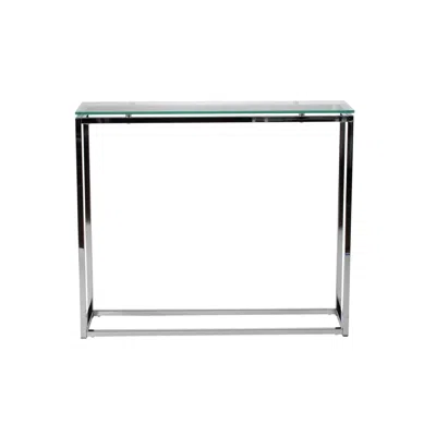 Homezia Geo Rectangle Clear Glass And Chrome Console Table In Gray