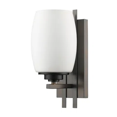 Homezia Geometric Bronze Wall Sconce With Frosted Glass Shade In Black