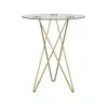 Homezia Geometric Clear Glass And Gold Round Table