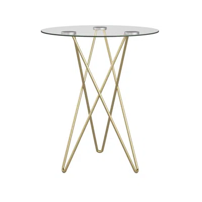 Homezia Geometric Clear Glass And Gold Round Table