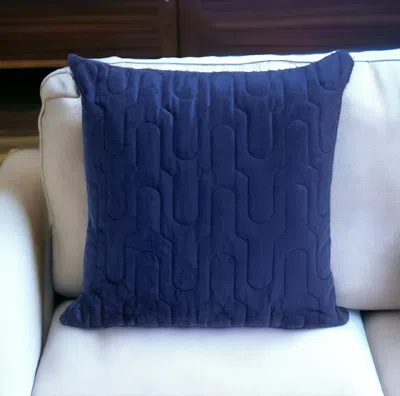 Homezia Geometric Lush Quilted Blue Throw Pillow