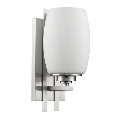 Homezia Geometric Silver Wall Sconce With Frosted Glass Shade In Metallic
