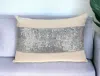 Homezia Glam Beige With Silver Sequins Lumbar Throw Pillow