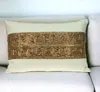 Homezia Glam Off White With Golden Sequins Lumbar Throw Pillow