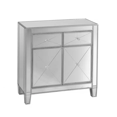 Homezia Glamorous Mirrored Bling Two Door Storage Accent Cabinet