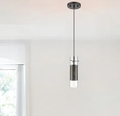 Homezia Glass And Bronze Mesh Shade Hanging Light In Brown