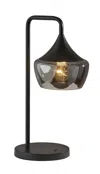 Homezia Gnome Smoked Glass Black Metal Table Lamp
