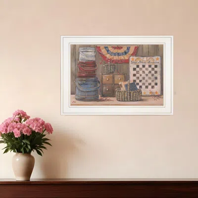 Homezia God Bless America 2 White Framed Print Wall Art