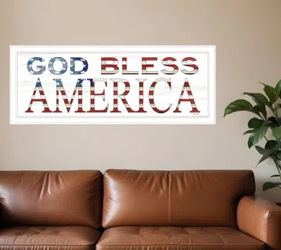 Homezia God Bless America 5 White Framed Print Wall Art