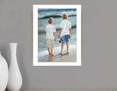 Homezia Going Fishing White Framed Print Wall Art