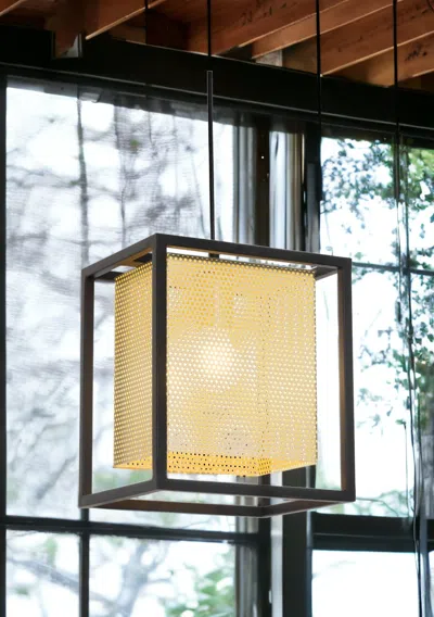 Homezia Gold And Black Geometric Metal Ceiling Light In Brown