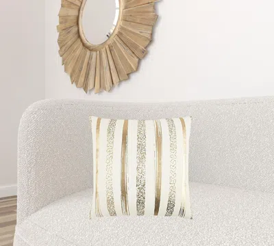 Homezia Gold Glam Stripe Beaded Throw Pillow