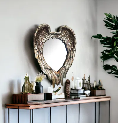 Homezia Gold Heart Framed Accent Mirror In Metallic