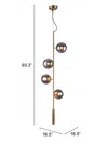 Homezia Gold Shaded Four Light Metal Dimmable Ceiling Light With Clear Shades