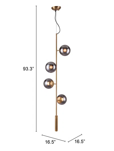 Homezia Gold Shaded Four Light Metal Dimmable Ceiling Light With Clear Shades In Brown