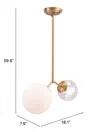Homezia Gold Shaded Two Light Metal Dimmable Ceiling Light With White Shades