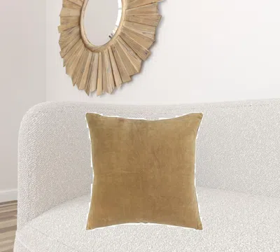 Homezia Gold Solid Reversible Cotton Velvet Throw Pillow
