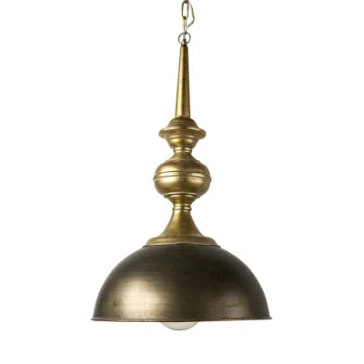 Homezia Gold Toned Metal Dome Hanging Pendant Light