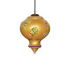 Homezia Golden Extravagant Butterflies Hand Painted Mouth Blown Glass Ornament
