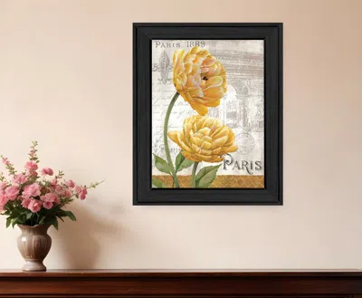 Homezia Golden Flowers Black Framed Print Wall Art In Multi