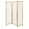 Homezia Golden Scroll Three Panel Room Divider Screen