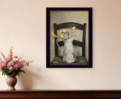 Homezia Golden Tulips 2 Black Framed Print Wall Art