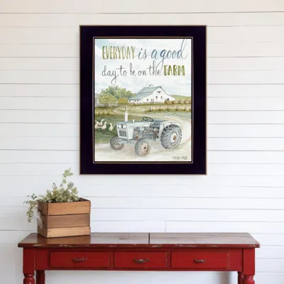 Homezia Good Day Antique Ford Tractor Black Framed Print Wall Art In Multi