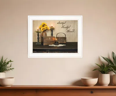 Homezia Grateful Thankful Blessing White Framed Print Wall Art