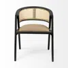 Homezia Gray And Black Upholstered Linen Open Back Dining Arm Chair