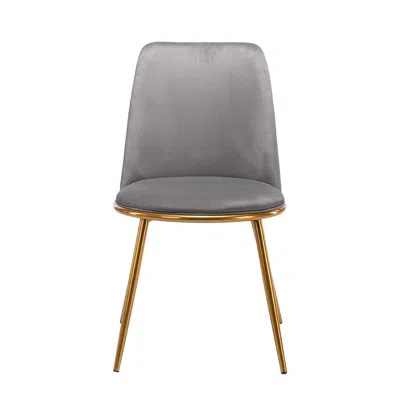 Homezia Gray And Gold Velvet And Metal Dining Side Chair