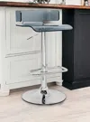 Homezia Gray And Silver Metal Swivel Low Back Adjustable Height Bar Chair