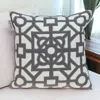 Homezia Gray And White Lattice Velvet Throw Pillow