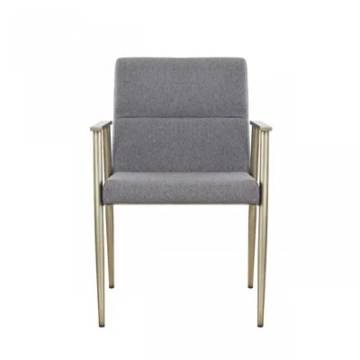 Homezia Gray Antique Brass Contemporary Dining Chair