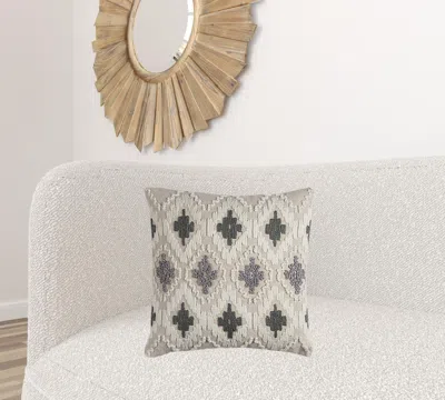 Homezia Gray Beige Classic Ikat Pattern Throw Pillow
