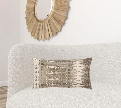 Homezia Gray Beige Tribal Distressed Lumbar Pillow In Brown