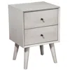 Homezia Gray Century Modern Wood 2 Drawer Nightstand