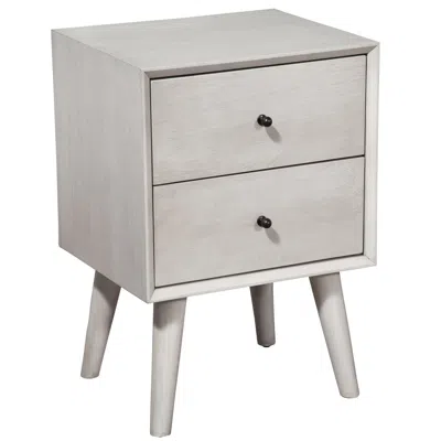Homezia Gray Century Modern Wood 2 Drawer Nightstand