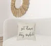 Homezia Gray Cream Stay Awhile Decorative Throw Pillow