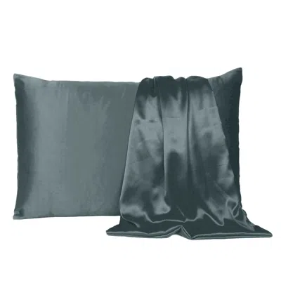 Homezia Gray Dreamy Set Of 2 Silky Satin King Pillowcases