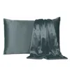Homezia Gray Dreamy Set Of 2 Silky Satin Standard Pillowcases