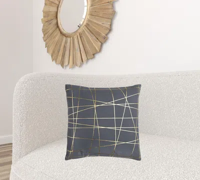 Homezia Gray Gold Contemporary Linework Throw Pillow