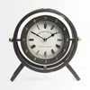 Homezia Gray Metal Circular Desk Table Clock With Rivet Detail Frame