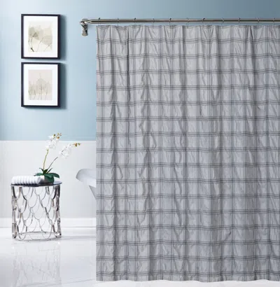 Homezia Gray Modern Striped Crinkle Shower Curtain