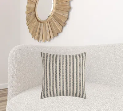 Homezia Gray Natural Ticking Stripe Throw Pillow
