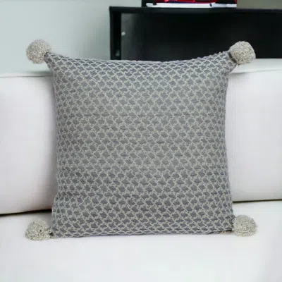 Homezia Gray Pearl Pom Throw Pillow