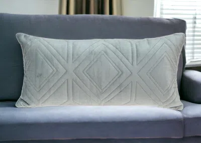 Homezia Gray Quilted Diamonds Velvet Solid Color Lumbar Pillow
