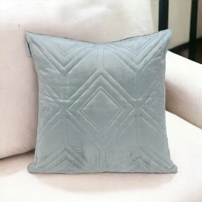 Homezia Gray Quilted Diamonds Velvet Solid Color Throw Pillow