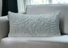 Homezia Gray Quilted Velvet Lumbar Throw Pillow