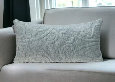 Homezia Gray Quilted Velvet Lumbar Throw Pillow